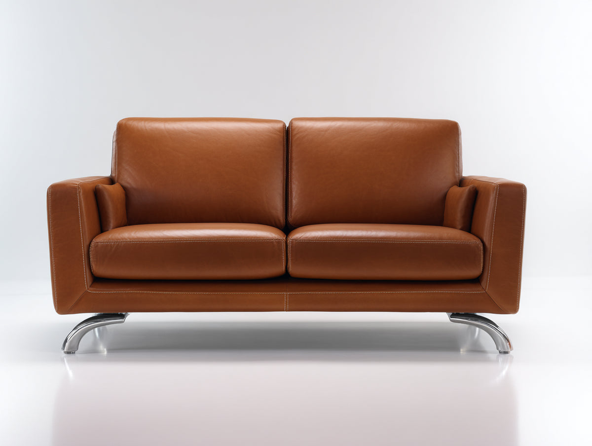 Canapé droit - Cuir - 184 x 90 x 86 cm - Cognac - Moderne