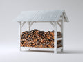 Abri à bûches - Bois - 168 x 72 x 174 cm - Blanc-Gris - Style chalet