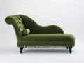 Chaise longue - Velours-Bois - 184 x 77 x 94 cm - Vert olive-Noir - Style victorien