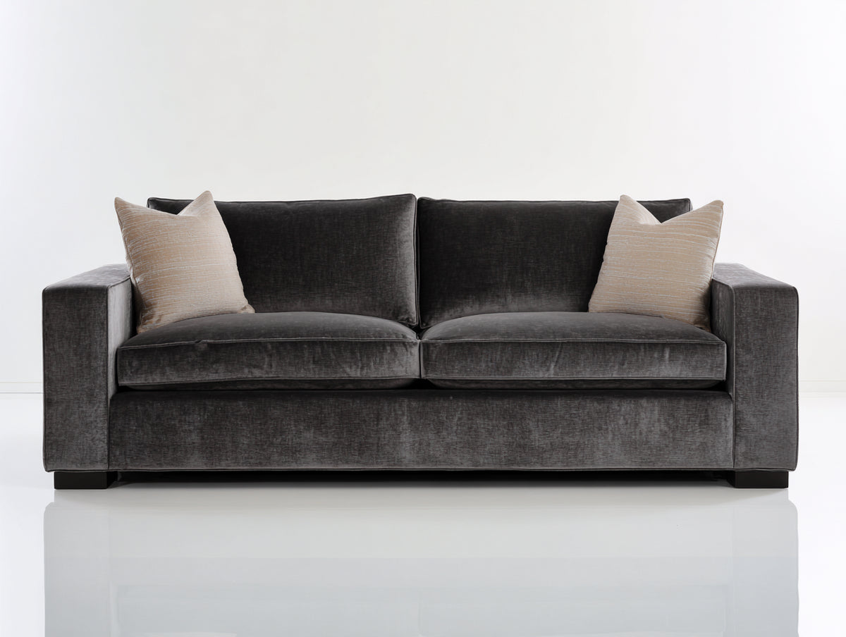 Canapé droit - Velours - 199 x 101 x 86 cm - Gris anthracite - Contemporain