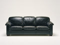 Canapé droit - Cuir - 216 x 96 x 91 cm - Noir - Vintage