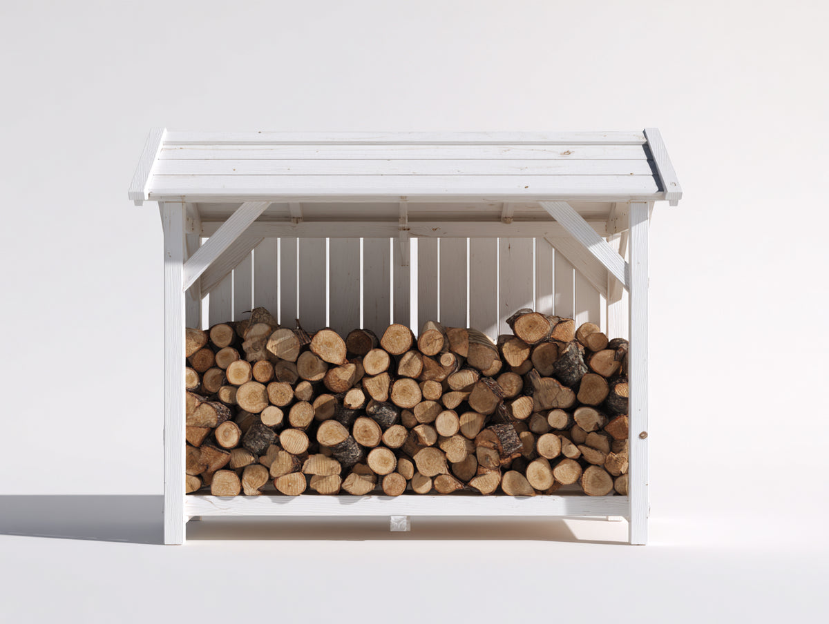 Abri à bûches - Bois - 160 x 68 x 142 cm - Blanc - Style rustique