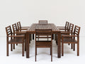 Salon de jardin repas - bois - 240 x 105 x 76 cm - brun foncé - style rustique contemporain