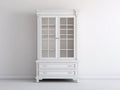 Vitrine - Bois - 112 x 46 x 205 cm - Blanc - Style néoclassique