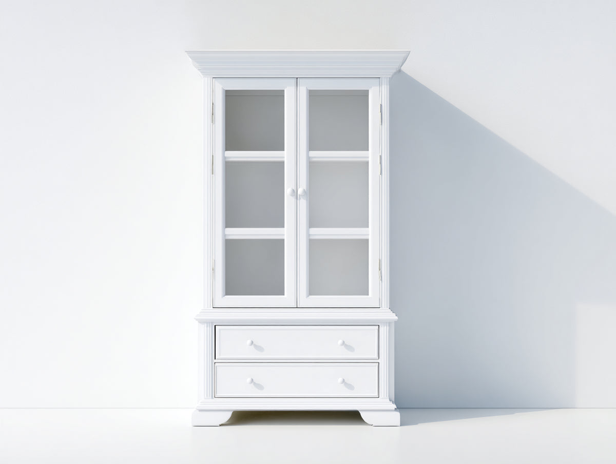 Vitrine - Bois - 95 x 43 x 187 cm - Blanc - Style classique