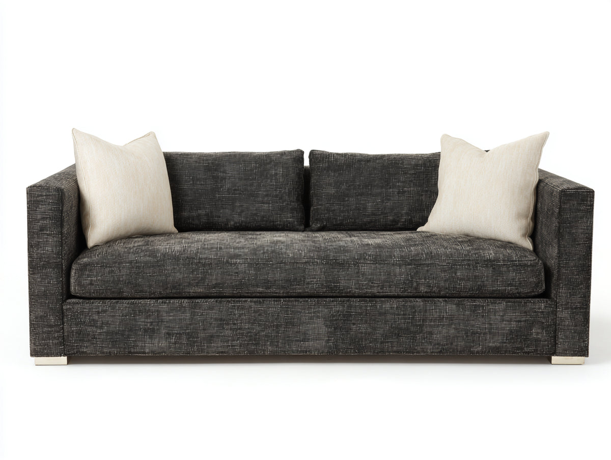 Canapé droit - Tissu tissé - 189 x 94 x 83 cm - Gris anthracite - Style moderne