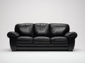 Canapé droit - Cuir - 218 x 97 x 94 cm - Noir - Classique