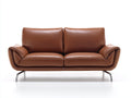 Canapé droit - Cuir - 182 x 92 x 84 cm - Brun acajou - Contemporain