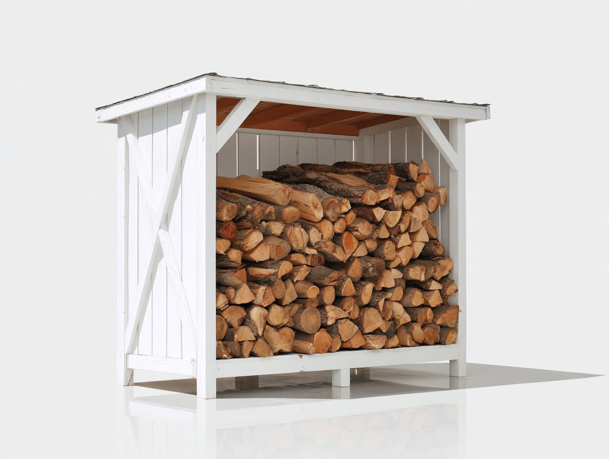 Abri à bûches - Bois - 145 x 78 x 155 cm - Blanc-Gris - Style traditionnel