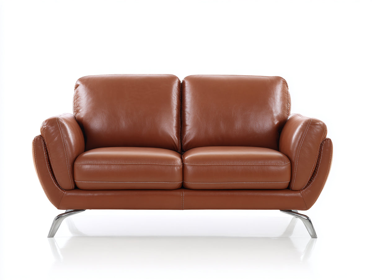 Canapé droit - Cuir - 178 x 94 x 86 cm - Cognac - Contemporain