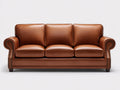 Canapé droit - Cuir - 224 x 99 x 92 cm - Brun cognac - Classique