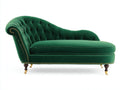 Chaise longue - Velours-Bois-Métal - 188 x 82 x 91 cm - Vert émeraude-Marron foncé - Style classique