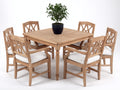 Salon de jardin repas - bois-tissu - 150 x 150 x 76 cm - naturel-écru - style classique rustique