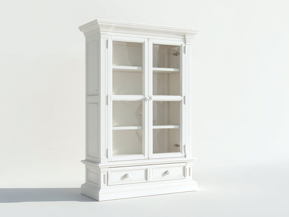 Vitrine - Bois - 112 x 48 x 198 cm - Blanc - Style traditionnel