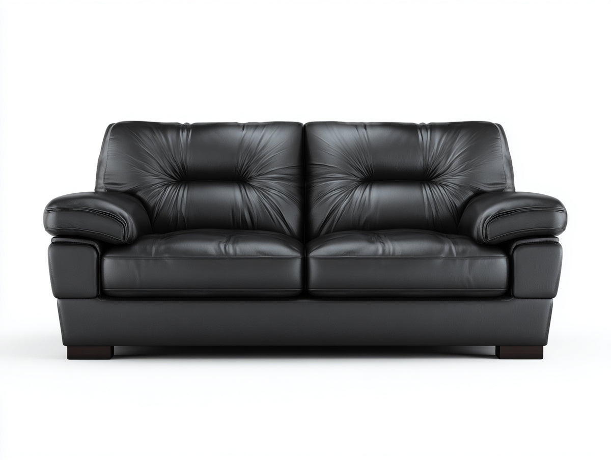 Canapé droit - Cuir - 188 x 95 x 91 cm - Noir - Classique contemporain