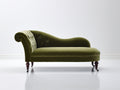 Chaise longue - Velours-Bois-Métal - 185 x 79 x 88 cm - Vert olive-Marron foncé - Style classique