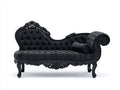 Chaise longue - Velours-Bois - 183 x 75 x 100 cm - Noir - Style victorien