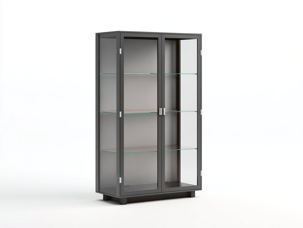 Vitrine - Métal-Verre - 100 x 40 x 180 cm - Gris anthracite - Style moderne