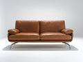 Canapé droit - Cuir - 194 x 92 x 84 cm - Brun caramel - Contemporain