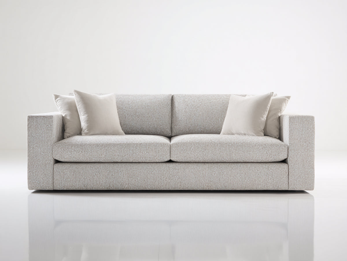 Canapé droit - Tissu - 198 x 99 x 84 cm - Beige clair - Contemporain
